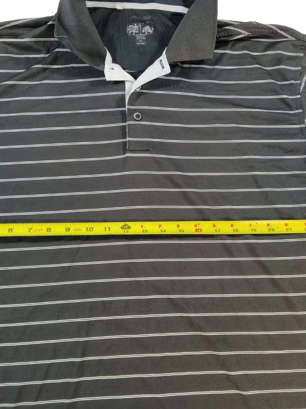 Men's XXL Black & White Striped Short Sleeve Adidas Golf Style Polo Shirt